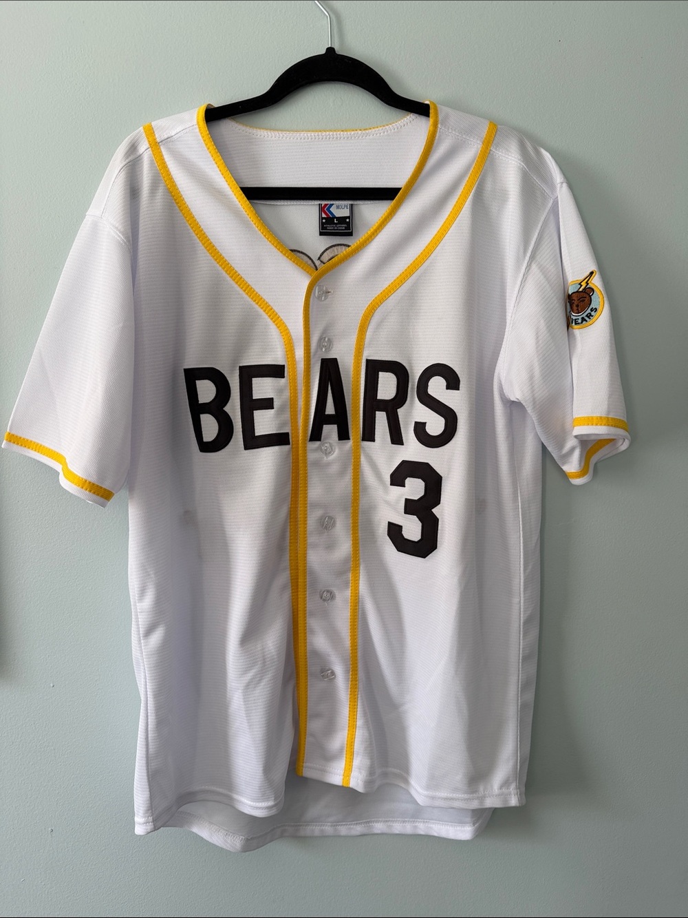 Bears Baseball Jersey Shirt - White & Yellow